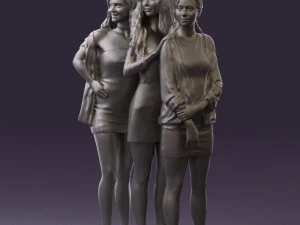 three woman in dress 0524 3d print ready 3D Print Model