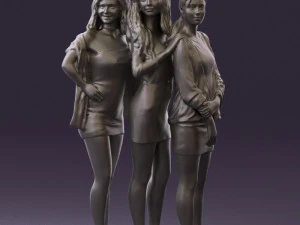 three woman in dress 0524 3d print ready 3D Print Model