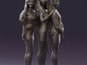 three woman in dress 0524 3d print ready 3D Print Model