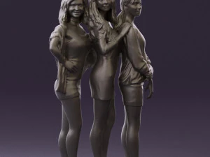 three woman in dress 0524 3d print ready 3D Print Model