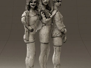 three woman in dress 0524 3d print ready 3D Print Model