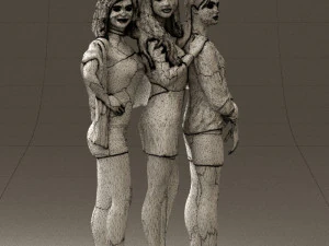 three woman in dress 0524 3d print ready 3D Print Model