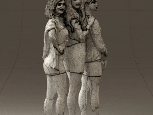 three woman in dress 0524 3d print ready 3D Print Model