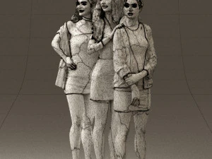 three woman in dress 0524 3d print ready 3D Print Model