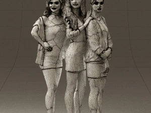 three woman in dress 0524 3d print ready 3D Print Model