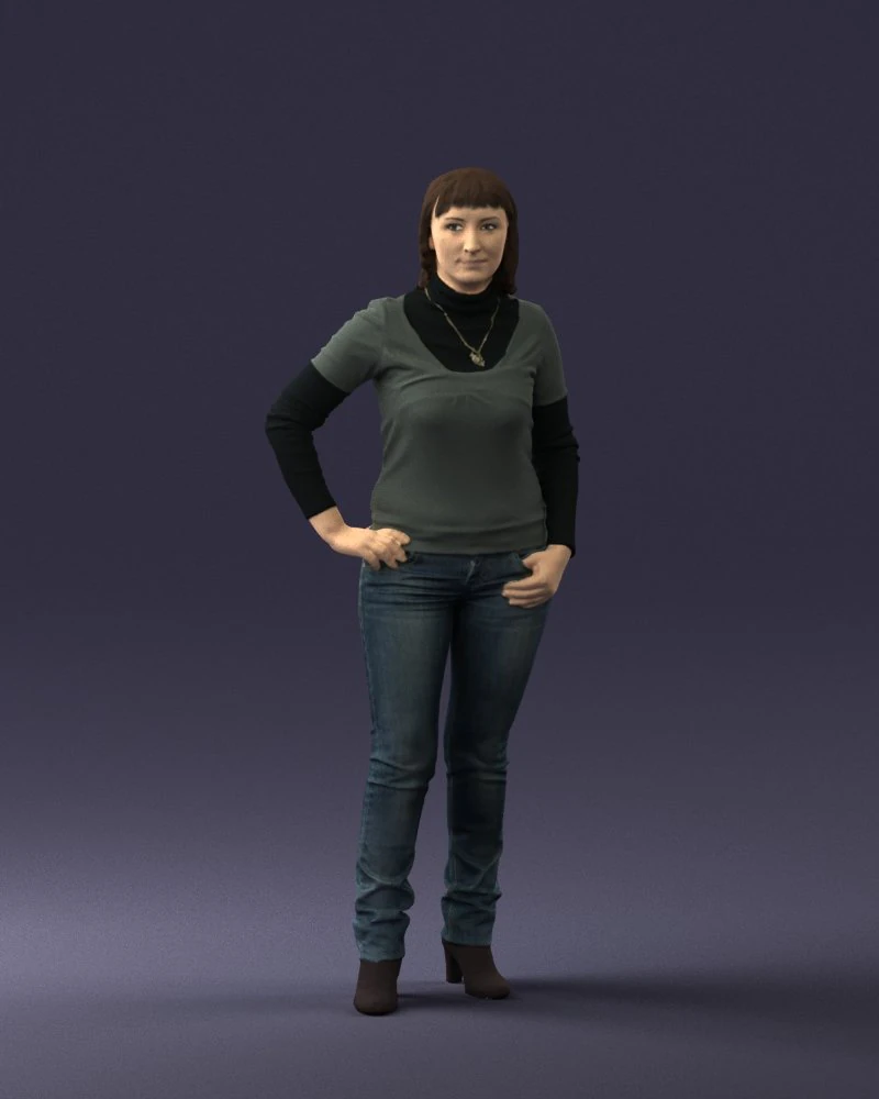 girl with pendant jeans 0516 3D Model .c4d .max .obj .3ds .fbx .stl .blend 