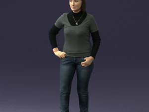 girl with pendant jeans 0516 3D Model