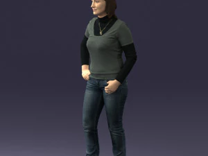 girl with pendant jeans 0516 3D Model