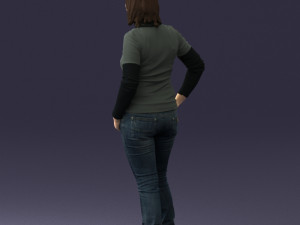girl with pendant jeans 0516 Model 3D