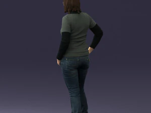 girl with pendant jeans 0516 3D Model