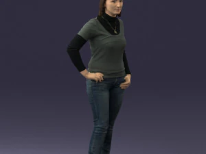 girl with pendant jeans 0516 3D Model