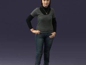 girl with pendant jeans 0516 3D Model
