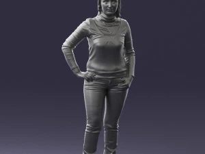 girl with pendant jeans 0516 3D Model