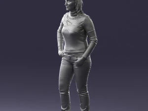 girl with pendant jeans 0516 3D Model