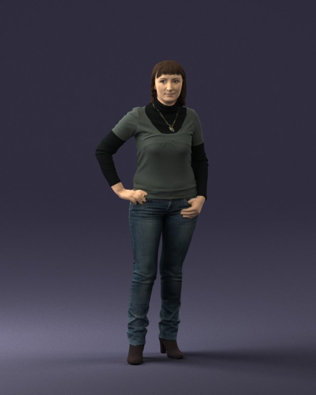 girl with pendant jeans 0516 3d print ready 3D Print Model .c4d .max .obj .3ds .fbx .stl .blend 