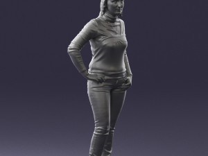 girl with pendant jeans 0516 3d print ready 3D Print Model