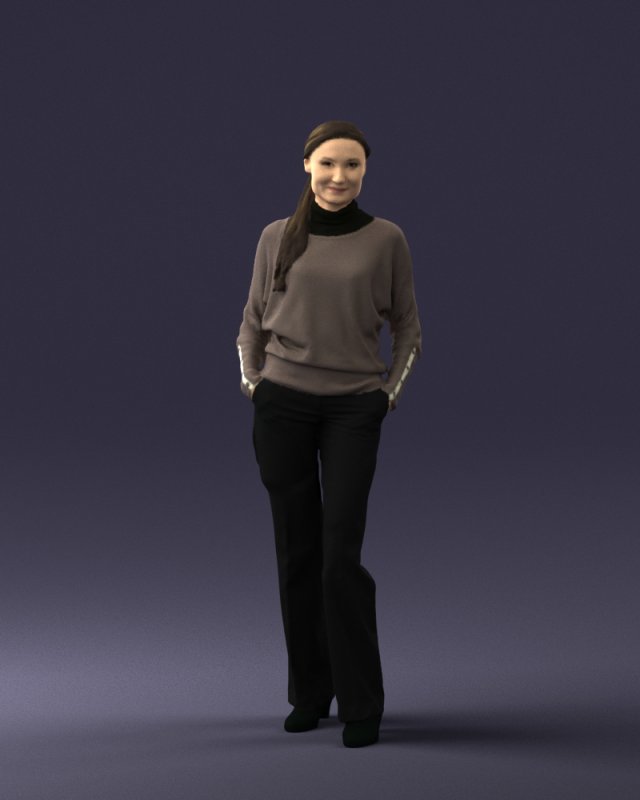 girl with braid trousers 0515 Model 3D .c4d .max .obj .3ds .fbx .stl .blend 