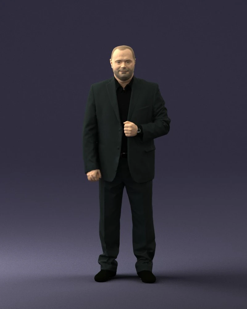 bearded man black suit 0512 3D Model .c4d .max .obj .3ds .fbx .stl .blend