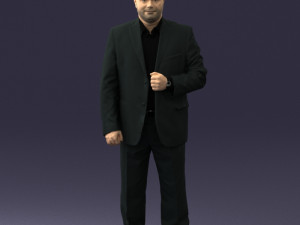 bearded man black suit 0512 3D Model