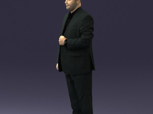 bearded man black suit 0512 3D मॉडल