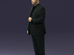bearded man black suit 0512 3D Model