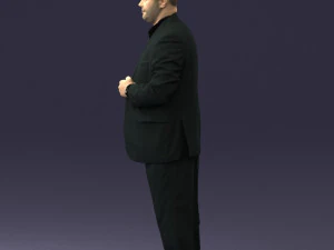 bearded man black suit 0512 3D Model