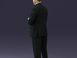 bearded man black suit 0512 3D Model