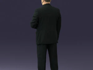 bearded man black suit 0512 3D Model