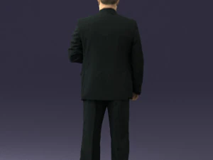 bearded man black suit 0512 3D Model