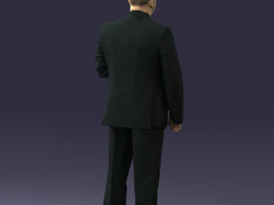 bearded man black suit 0512 3D Model