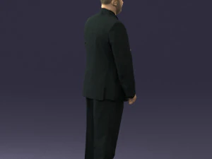 bearded man black suit 0512 3D Model