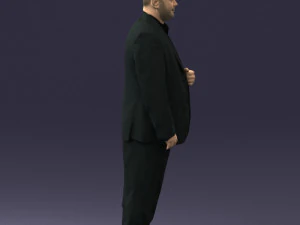 bearded man black suit 0512 3D Model