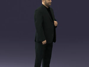 bearded man black suit 0512 3D Model