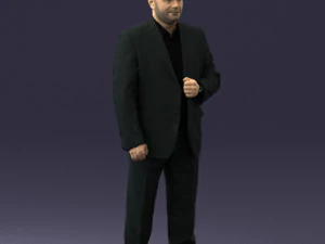 bearded man black suit 0512 3D Model