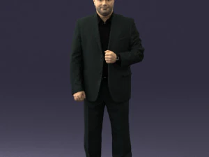 bearded man black suit 0512 3D Model