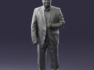 bearded man black suit 0512 3D Model