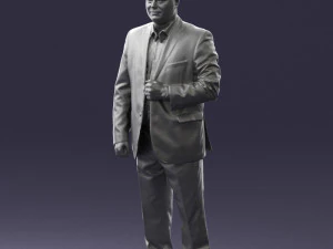bearded man black suit 0512 3D Model