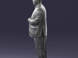 bearded man black suit 0512 3D Model