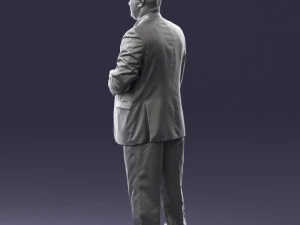 bearded man black suit 0512 3D Model