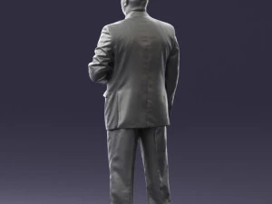 bearded man black suit 0512 3D Model