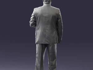 bearded man black suit 0512 3D Model