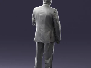 bearded man black suit 0512 3D Model