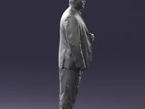 bearded man black suit 0512 3D Model