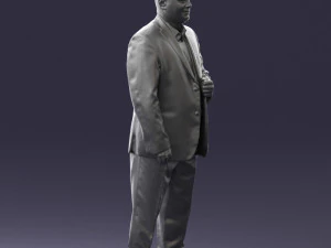 bearded man black suit 0512 3D Model