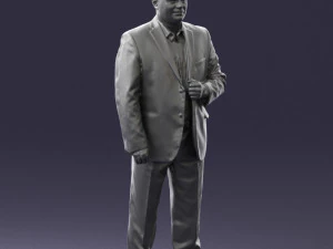 bearded man black suit 0512 3D Model