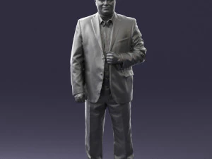 bearded man black suit 0512 3D Model