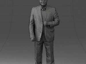 bearded man black suit 0512 3D Model