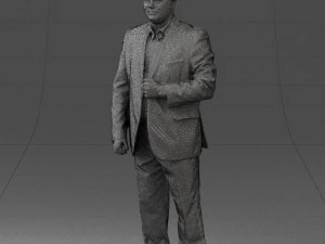 bearded man black suit 0512 3D Model