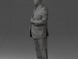 bearded man black suit 0512 3D Model