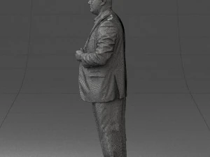 bearded man black suit 0512 3D Model